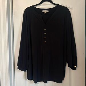 Michael Kors Black silky blouse with gold buttons